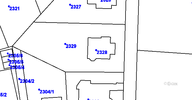 Parcela st. 2328 v KÚ Krč, Katastrální mapa