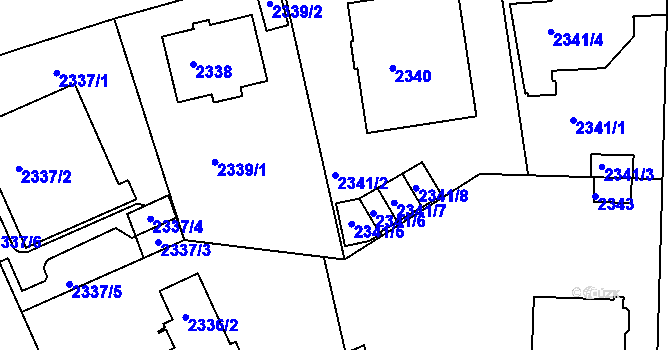 Parcela st. 2341/2 v KÚ Krč, Katastrální mapa