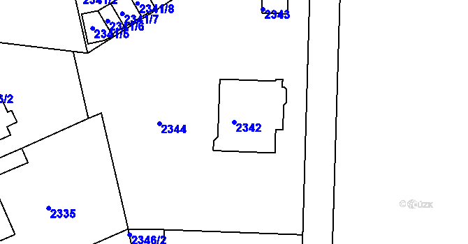 Parcela st. 2342 v KÚ Krč, Katastrální mapa