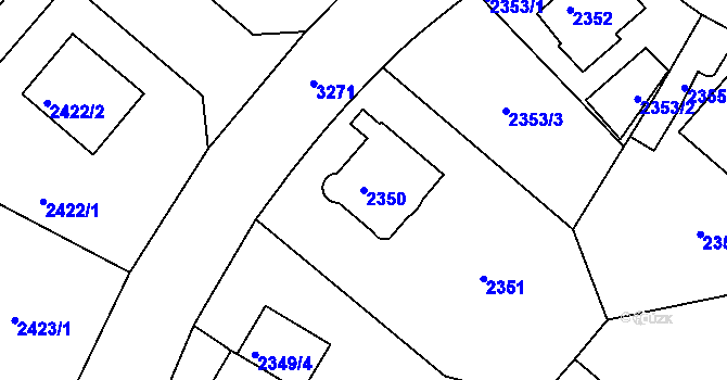 Parcela st. 2350 v KÚ Krč, Katastrální mapa