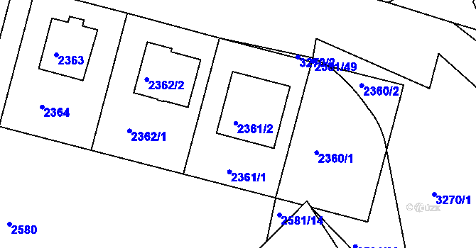 Parcela st. 2361 v KÚ Krč, Katastrální mapa