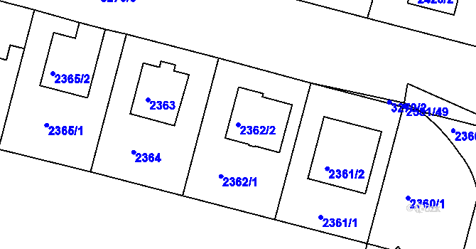 Parcela st. 2362/2 v KÚ Krč, Katastrální mapa
