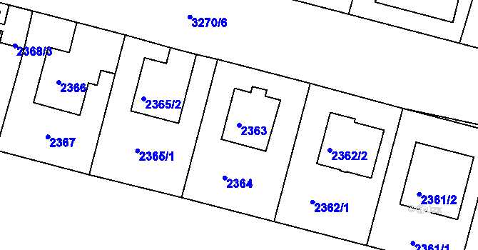 Parcela st. 2363 v KÚ Krč, Katastrální mapa
