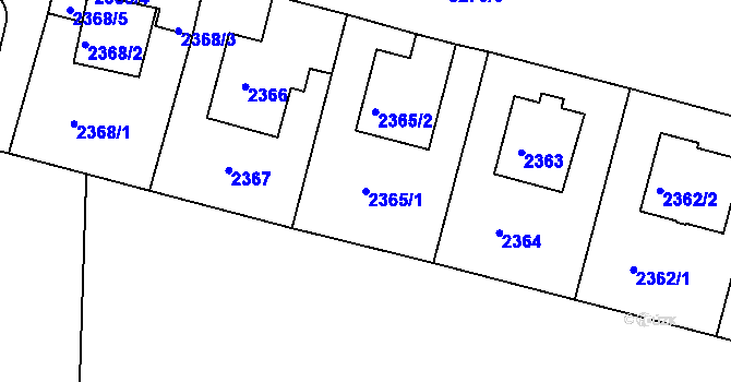 Parcela st. 2365/1 v KÚ Krč, Katastrální mapa