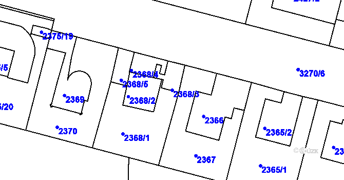 Parcela st. 2368/3 v KÚ Krč, Katastrální mapa