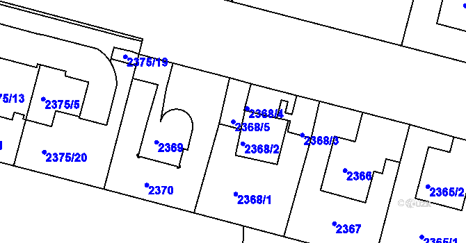 Parcela st. 2368/5 v KÚ Krč, Katastrální mapa