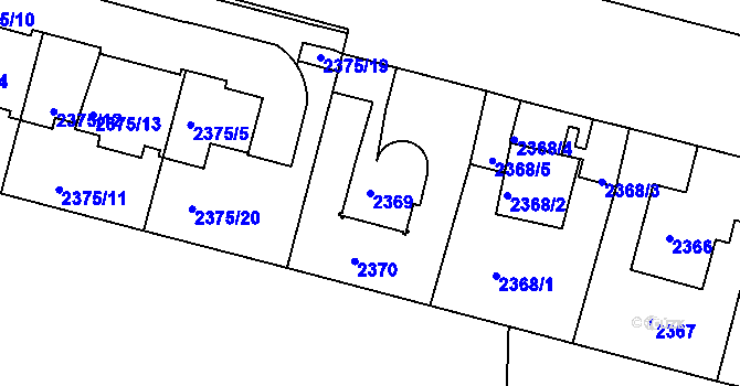 Parcela st. 2369 v KÚ Krč, Katastrální mapa