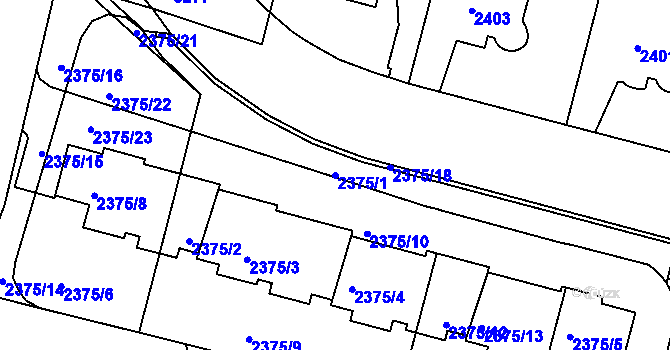 Parcela st. 2375/1 v KÚ Krč, Katastrální mapa
