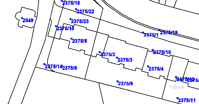 Parcela st. 2375/2 v KÚ Krč, Katastrální mapa