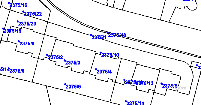 Parcela st. 2375/10 v KÚ Krč, Katastrální mapa