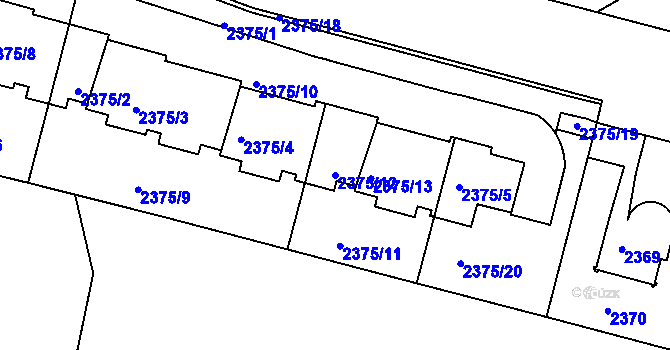 Parcela st. 2375/12 v KÚ Krč, Katastrální mapa