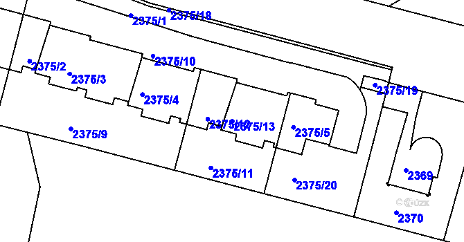 Parcela st. 2375/13 v KÚ Krč, Katastrální mapa