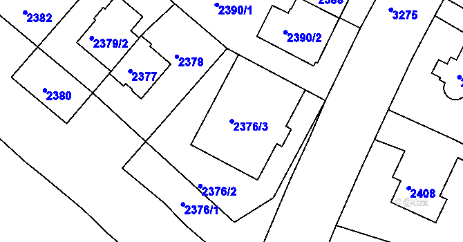 Parcela st. 2376/3 v KÚ Krč, Katastrální mapa