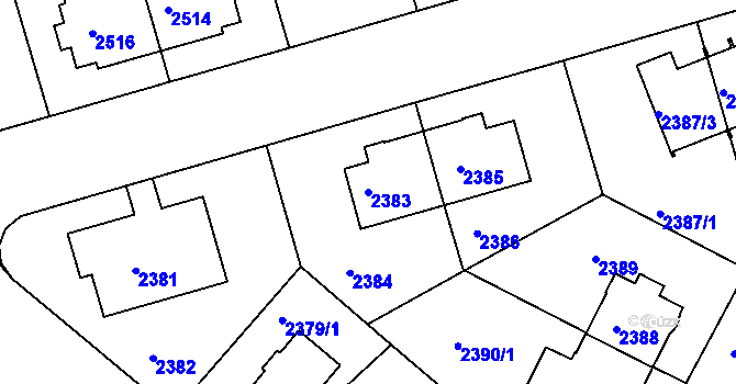 Parcela st. 2383 v KÚ Krč, Katastrální mapa