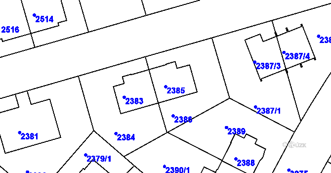 Parcela st. 2385 v KÚ Krč, Katastrální mapa
