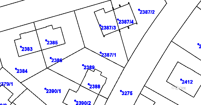 Parcela st. 2387/1 v KÚ Krč, Katastrální mapa