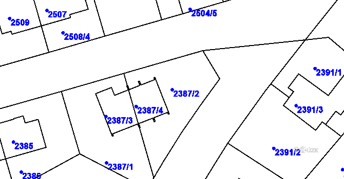 Parcela st. 2387/2 v KÚ Krč, Katastrální mapa