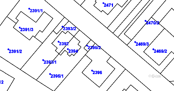 Parcela st. 2395/2 v KÚ Krč, Katastrální mapa