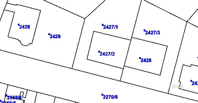 Parcela st. 2427/2 v KÚ Krč, Katastrální mapa