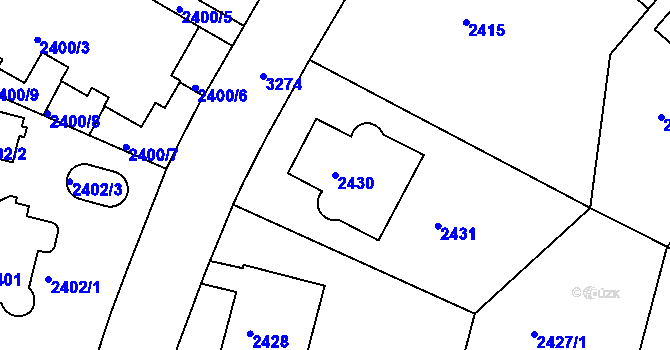 Parcela st. 2430 v KÚ Krč, Katastrální mapa