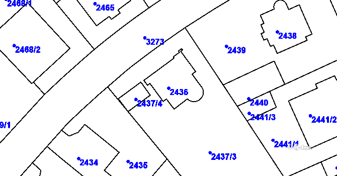 Parcela st. 2436 v KÚ Krč, Katastrální mapa