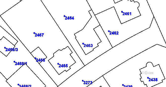 Parcela st. 2463 v KÚ Krč, Katastrální mapa