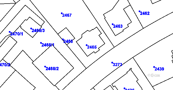 Parcela st. 2465 v KÚ Krč, Katastrální mapa
