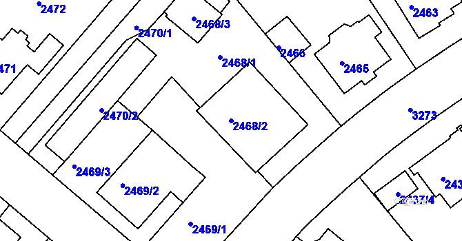 Parcela st. 2468/2 v KÚ Krč, Katastrální mapa