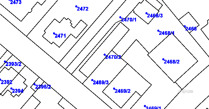 Parcela st. 2470/2 v KÚ Krč, Katastrální mapa