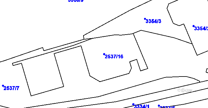 Parcela st. 2537/16 v KÚ Krč, Katastrální mapa