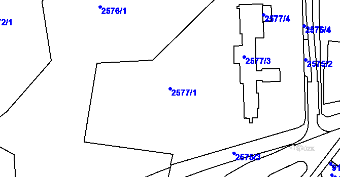 Parcela st. 2577/1 v KÚ Krč, Katastrální mapa