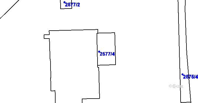 Parcela st. 2577/4 v KÚ Krč, Katastrální mapa