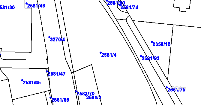 Parcela st. 2581/4 v KÚ Krč, Katastrální mapa