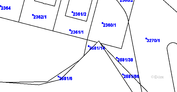 Parcela st. 2581/14 v KÚ Krč, Katastrální mapa