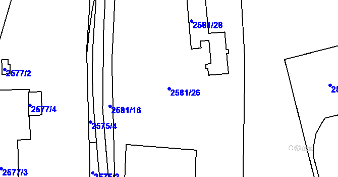 Parcela st. 2581/26 v KÚ Krč, Katastrální mapa