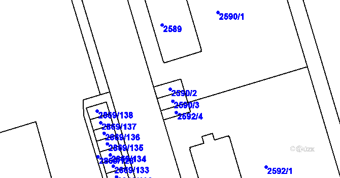 Parcela st. 2590/2 v KÚ Krč, Katastrální mapa