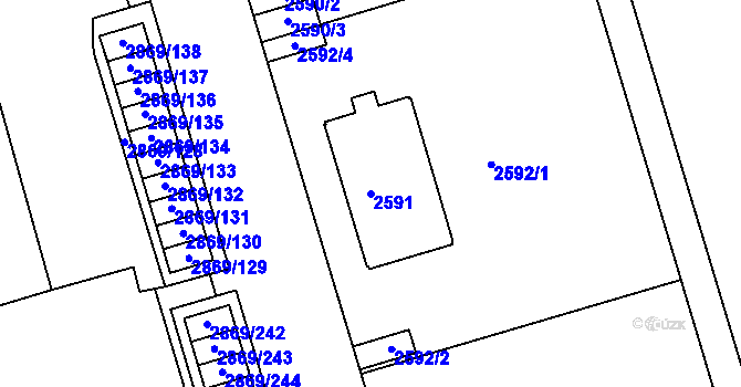 Parcela st. 2591 v KÚ Krč, Katastrální mapa
