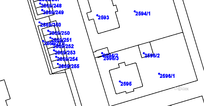 Parcela st. 2594/2 v KÚ Krč, Katastrální mapa