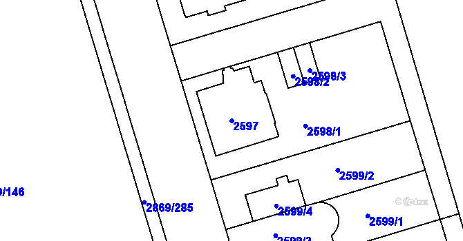 Parcela st. 2597 v KÚ Krč, Katastrální mapa