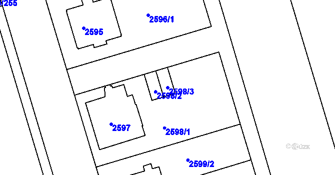 Parcela st. 2598/3 v KÚ Krč, Katastrální mapa