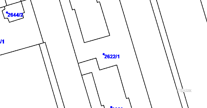 Parcela st. 2622/1 v KÚ Krč, Katastrální mapa