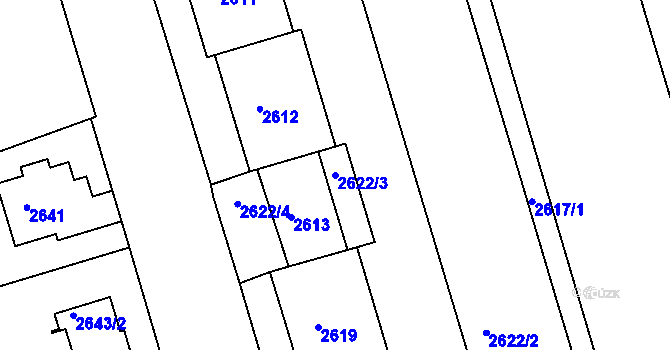 Parcela st. 2622/3 v KÚ Krč, Katastrální mapa