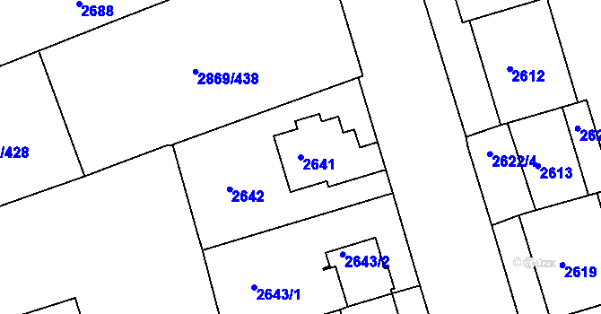 Parcela st. 2641 v KÚ Krč, Katastrální mapa