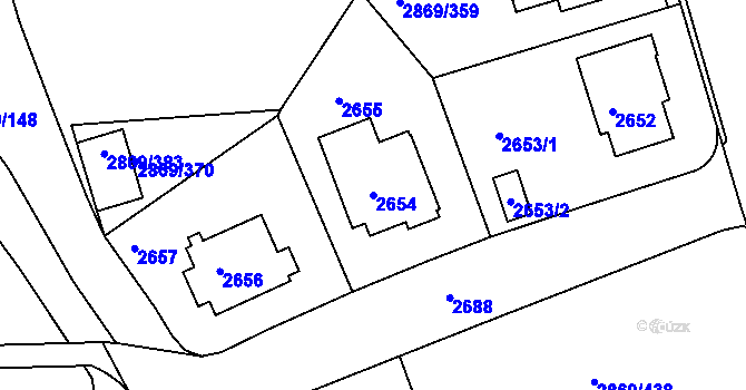 Parcela st. 2654 v KÚ Krč, Katastrální mapa