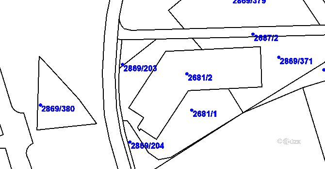 Parcela st. 2681 v KÚ Krč, Katastrální mapa