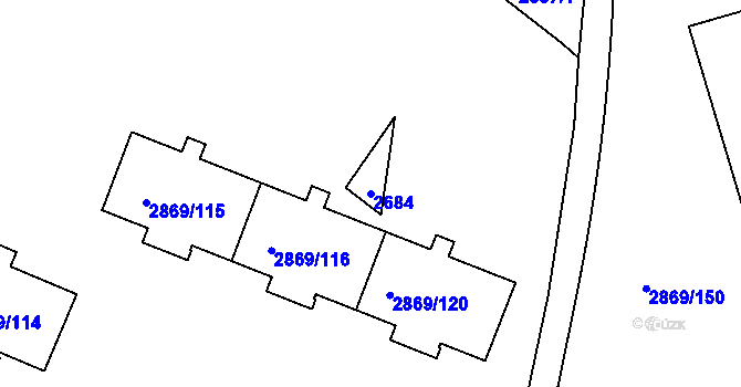 Parcela st. 2684 v KÚ Krč, Katastrální mapa