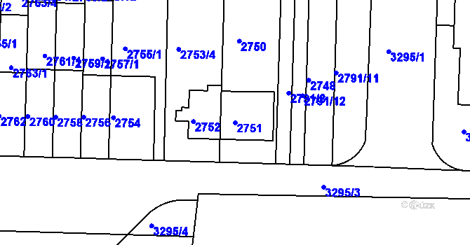 Parcela st. 2751 v KÚ Krč, Katastrální mapa