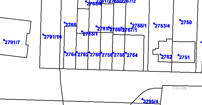Parcela st. 2758 v KÚ Krč, Katastrální mapa