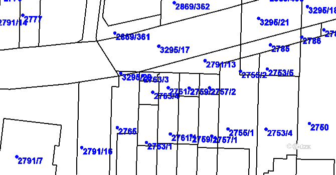 Parcela st. 2761/2 v KÚ Krč, Katastrální mapa