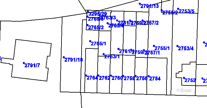 Parcela st. 2763/1 v KÚ Krč, Katastrální mapa